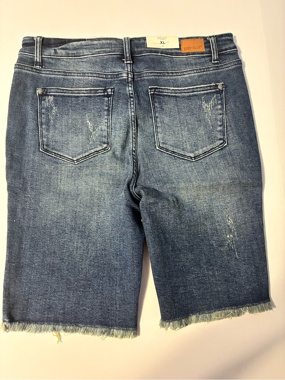 Judy Blue High Waist Distressed Bermuda Denim Shorts XL NWT - Picture 2 of 6